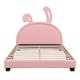 preview thumbnail 4 of 25, Full Size Upholstered Leather Platform Bed Frame with Rabbit Ornament Headboard and Slats Support for Kids, Teens