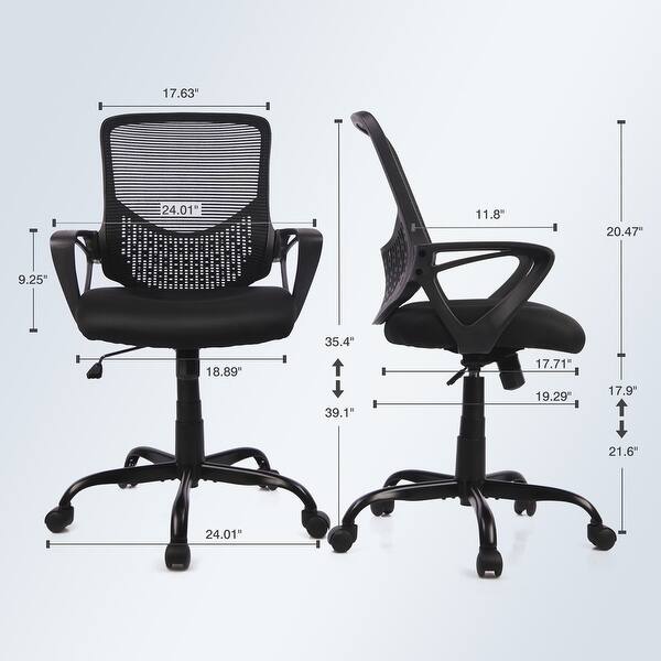 dimension image slide 1 of 2, Home Office Chair Mid-back Lumbar Support Swivel Computer Mesh Chair