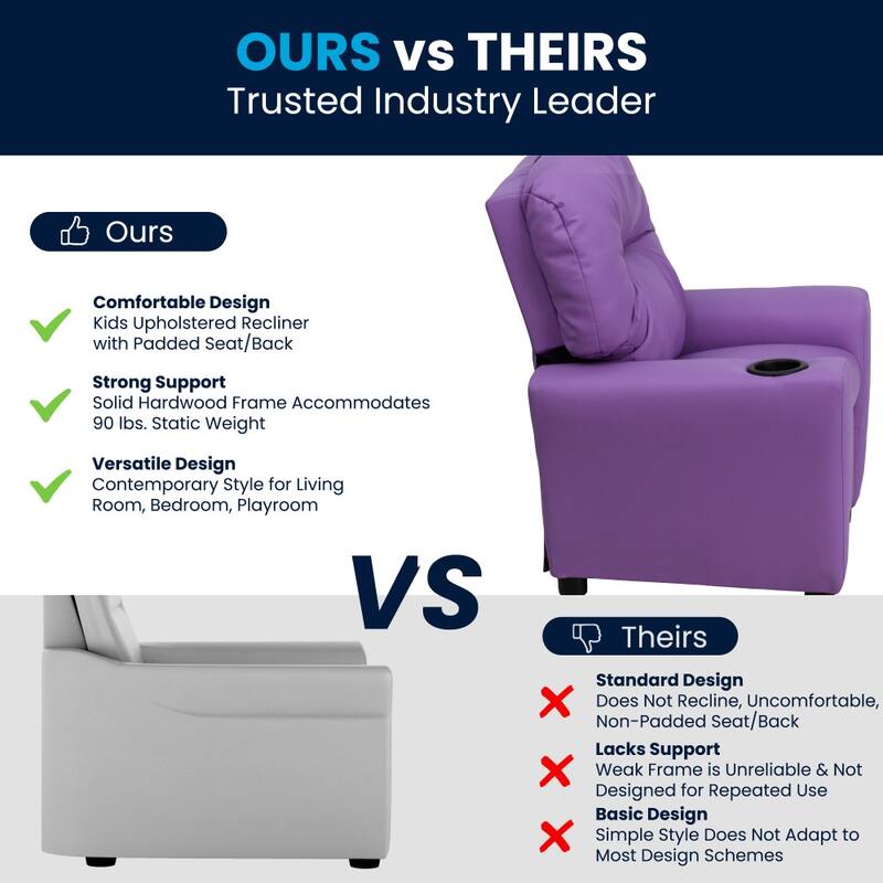 Contemporary Kids Recliner with Cup Holder