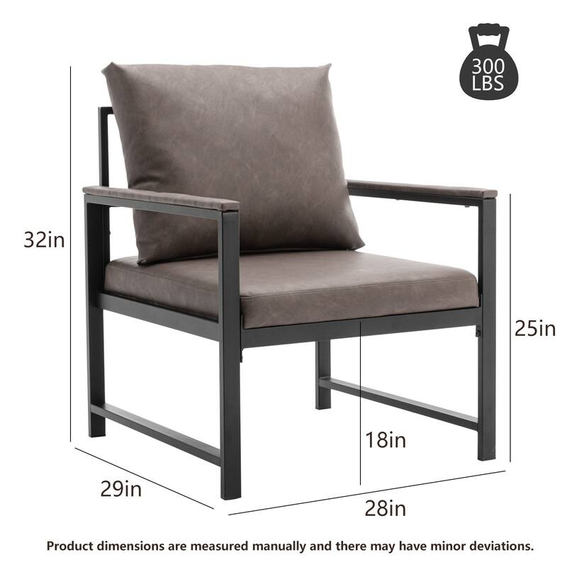 Mieres Mid-Century Style PU Leather Upholstered Accent Chair with Steel Frame, Armchair Single Sofa for Living Room, Bedroom