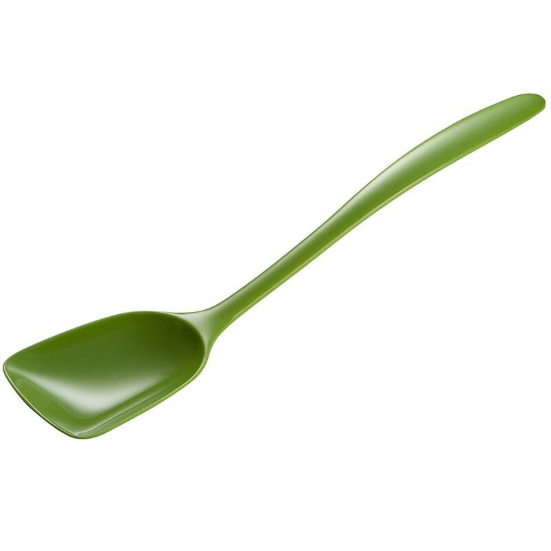 Hutzler 11-Inch Flat-Front Melamine Spoon, BPA-Free Heat Resistant Serving Spoon - Green