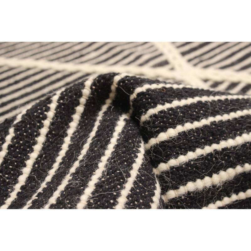 ECARPETGALLERY Braid weave Sienna Black Wool Rug - 4'9 x 7'10