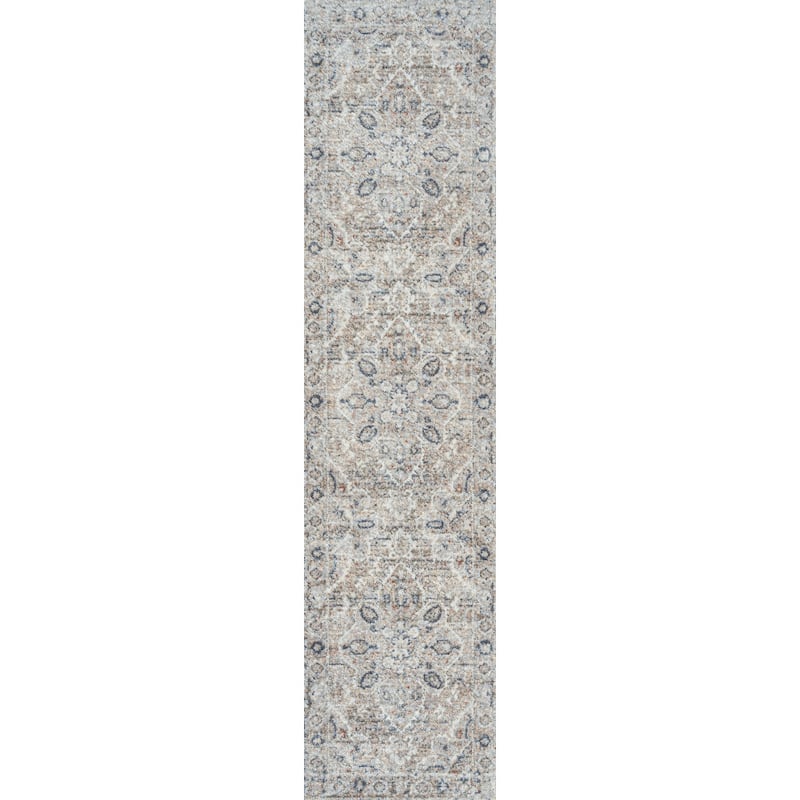 JONATHAN Y Shaemus Global Medallion Low-Pile Machine-Washable Area Rug - 2 X 8 - Light Gray/Brown