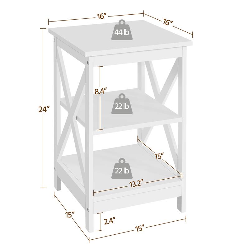 Yaheetech 3 Tier X-Design End Table Storage Cabinet for Living Room