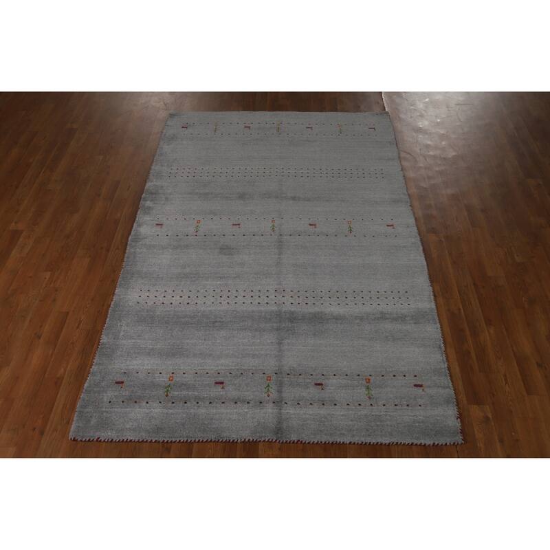 Tribal Gray Gabbeh Indian Area Rug Handmade Wool Carpet - 5'0" x 7'10"