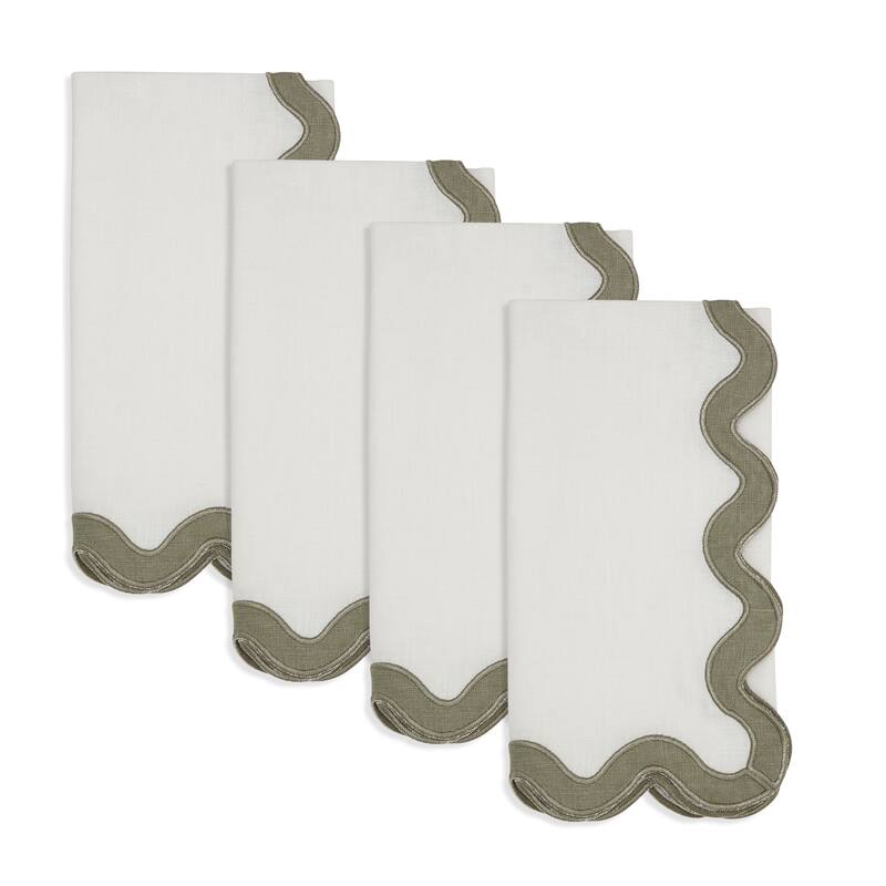 100% Linen Soft Hue Scallop Napkin (Set of 4) - 20"x20"