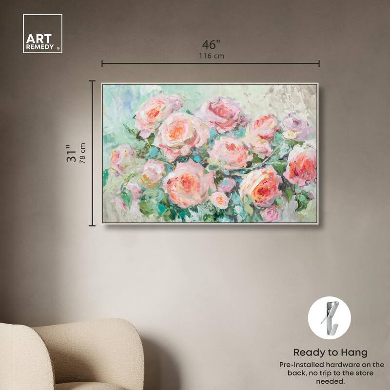 Cabbage Rose Charm Canvas by Art Remedy