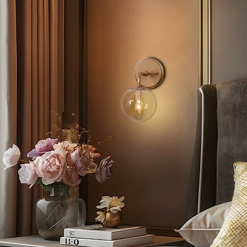 Koini Modern Glam Gold Bathroom Vanity Lights Seeded Glass Globe Dimmable Wall Sconces