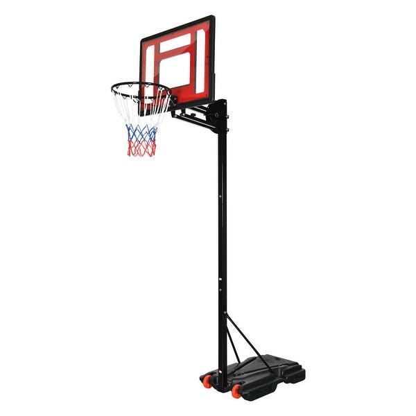 slide 2 of 7, Indoor&Outdoor Basketball Stand Portable 3.4-8.5 FT Height Adjustable Basketball Hoop Red