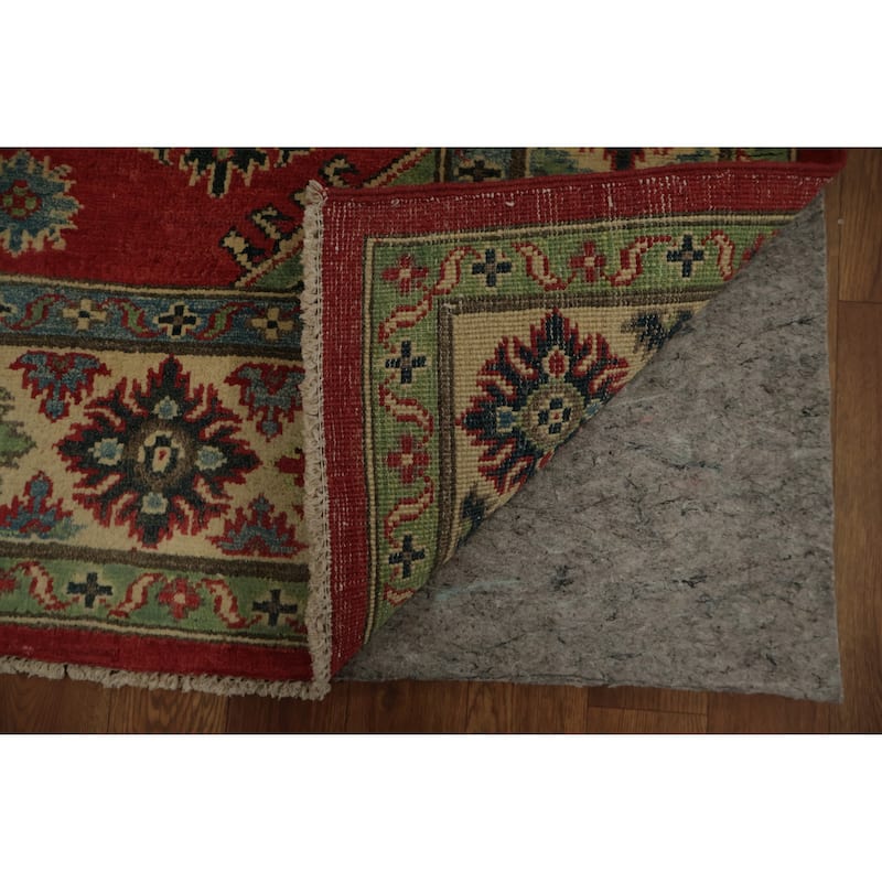 Hand Knotted Oriental 100% Wool Carpet Traditional Geometric Red Kazak Area Rug - 6' 11'' X 5' 2''