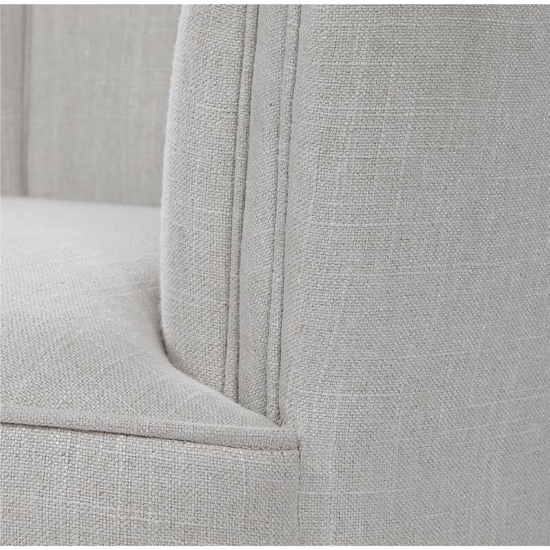 33" Janie Tan Tufted Barrel Back Accent Chair with Tapered Legs