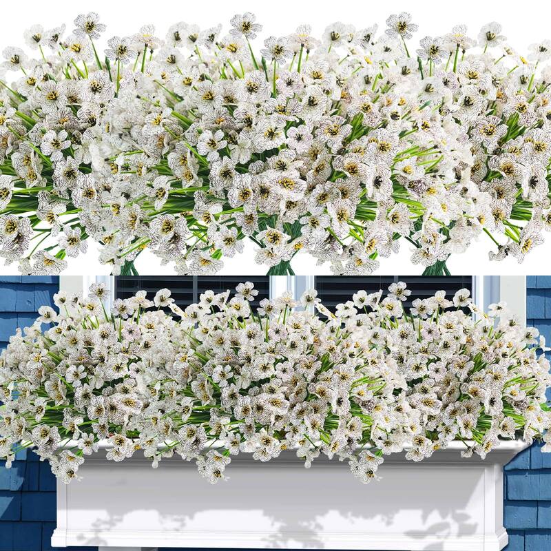 72 Bundles Outdoor Artificial Flowers UV Resistant Outdoor Fake Flowers No Fade Faux Plastic Plants - Green