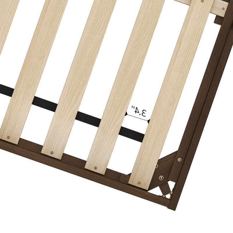 Mid-century Modern Solid Wood Bed Frame with Headboard