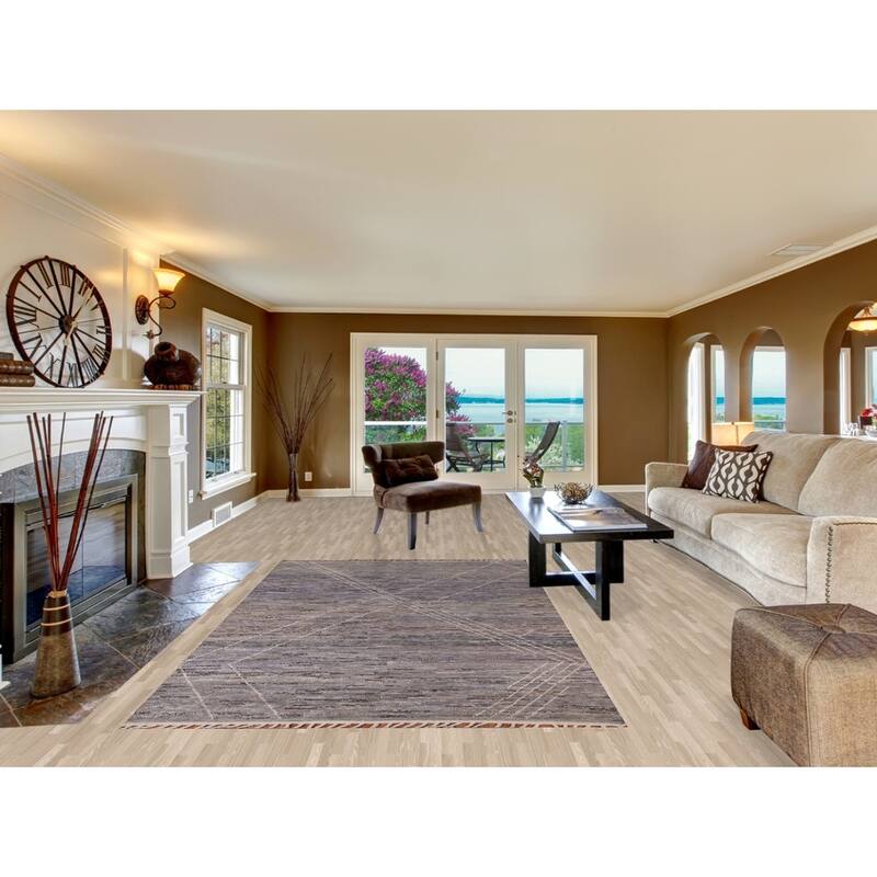 Moroccan Area Rug Handmade Multi-Color Striped Wool Carpet - 5'7"x 9'5"