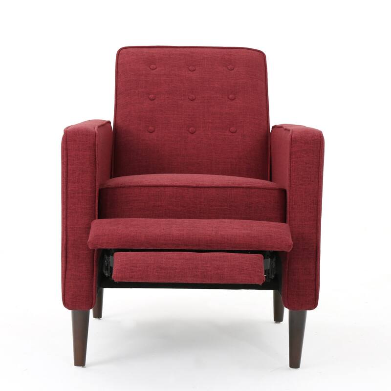 Mervynn Mid-Century Modern Button Tufted Fabric Recliner by Christopher Knight Home