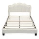 preview thumbnail 43 of 48, Twin/Full Size Upholstered Bed Frame with Flower Shaped Headboard, Elegant Platform Bed with Wooden Slats Support & LED Light