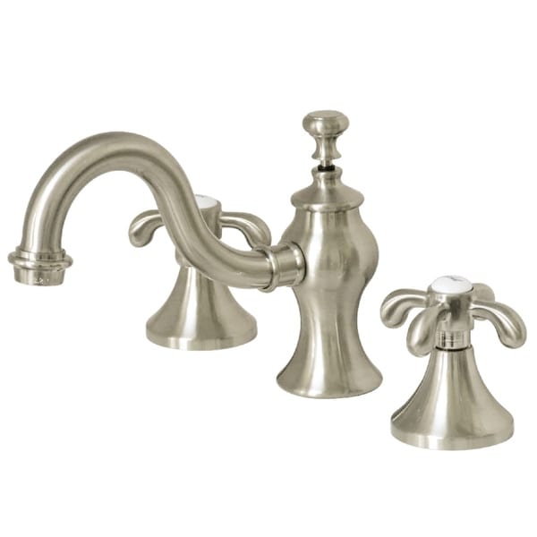 Kingston Brass GKS716.TX French Country 1.2 GPM Widespread Bathroom Faucet with Pop-Up Drain Assembly and Metal Cross Handles