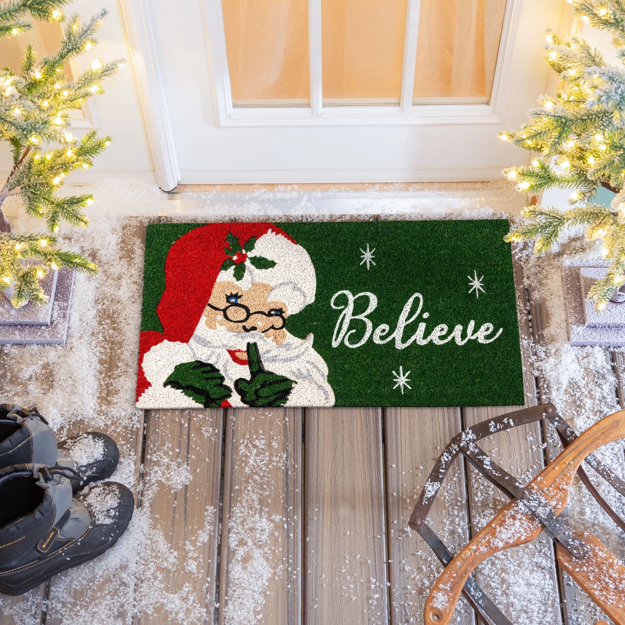 30 in. x 18 in. Believe Santa Christmas Coir Door Mat - 30" x 18"