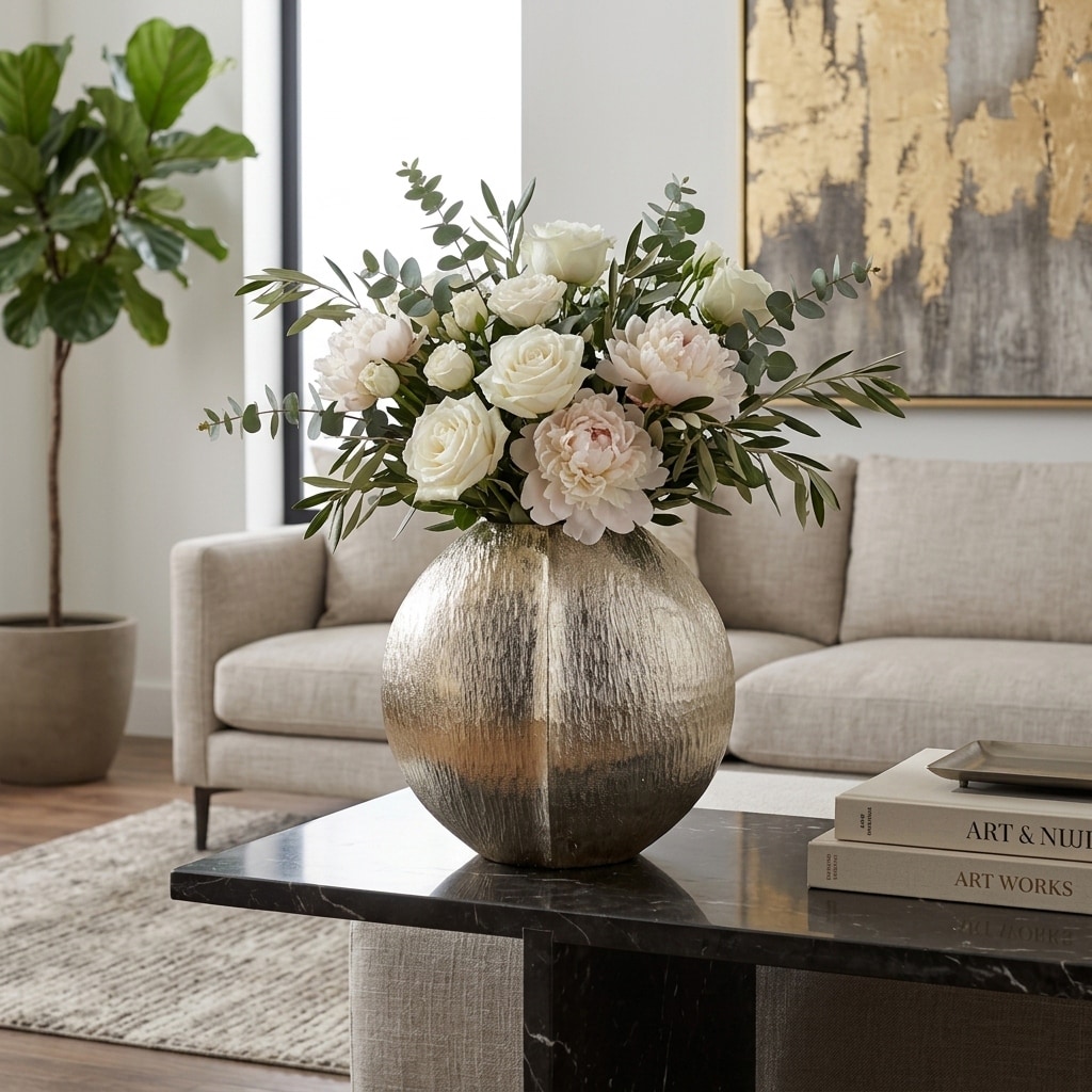 Aluminum Vase Modern Glam Tall Sculptural Accent Decor