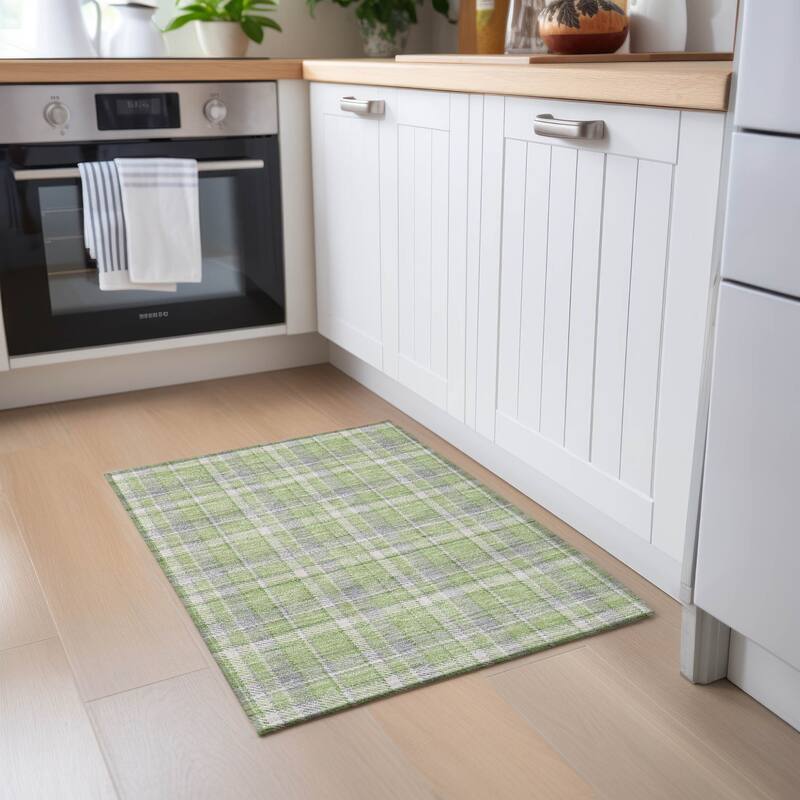 Alrilo Plaid Weather Resistant Versatile Elegance Runner Outdoor Rug