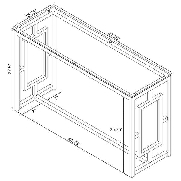 Merced Glass Top Metal Entryway Sofa Console Table Nickel