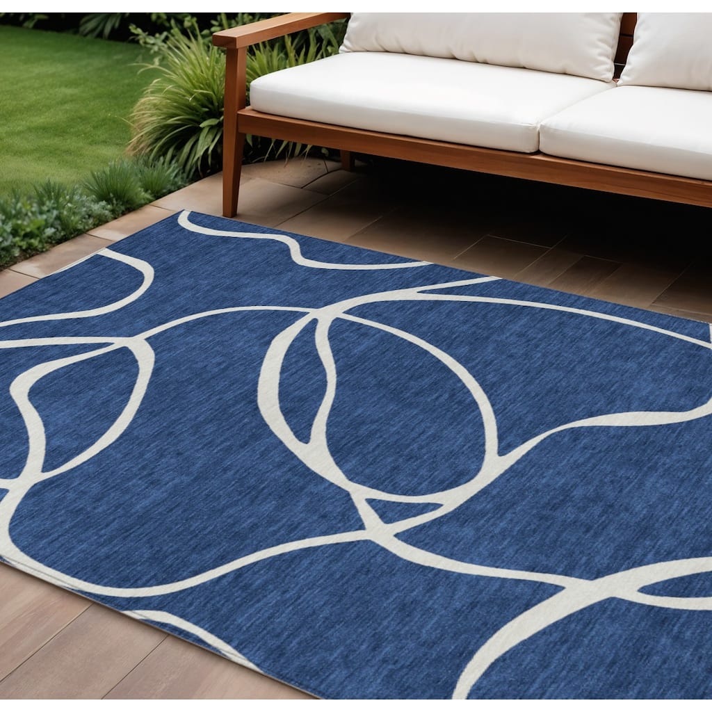 HomeRoots Abstract Transitional Rectangle Outdoor Rug