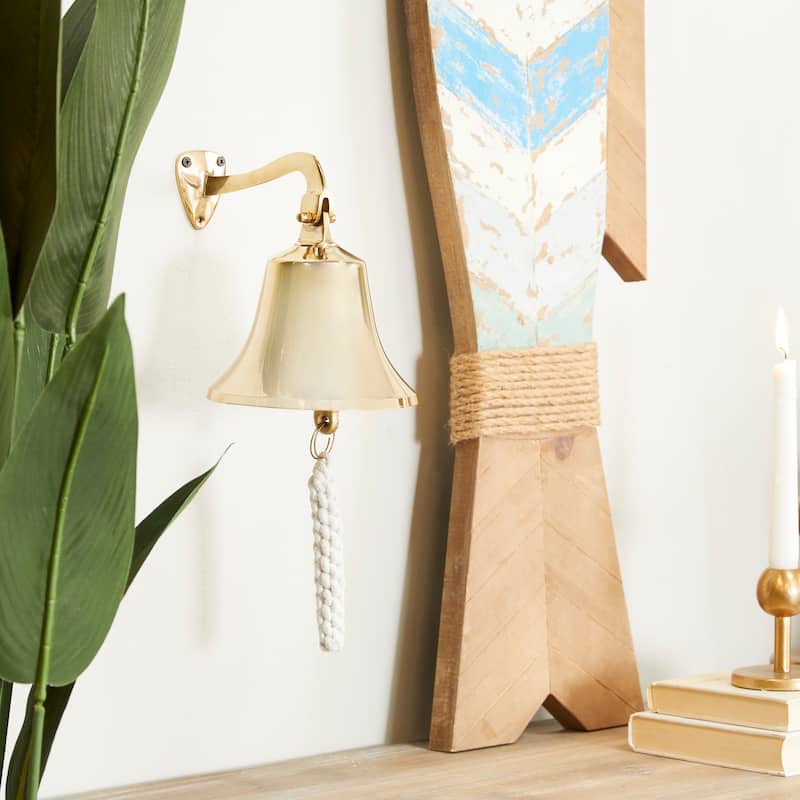 Silver, Gold or Brass Bell Decorative Bell with Rope Detailing - 6 x 8 x 7