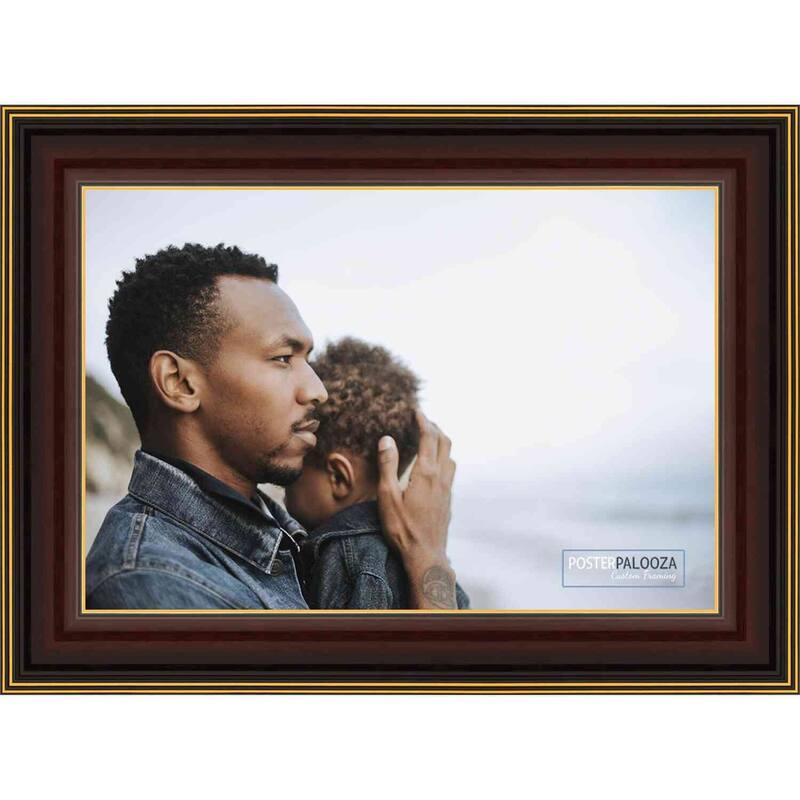 12x9 Contemporary Mahogany Complete Wood Picture Frame with UV Acrylic, Foam Board Backing, & Hardware - Brown
