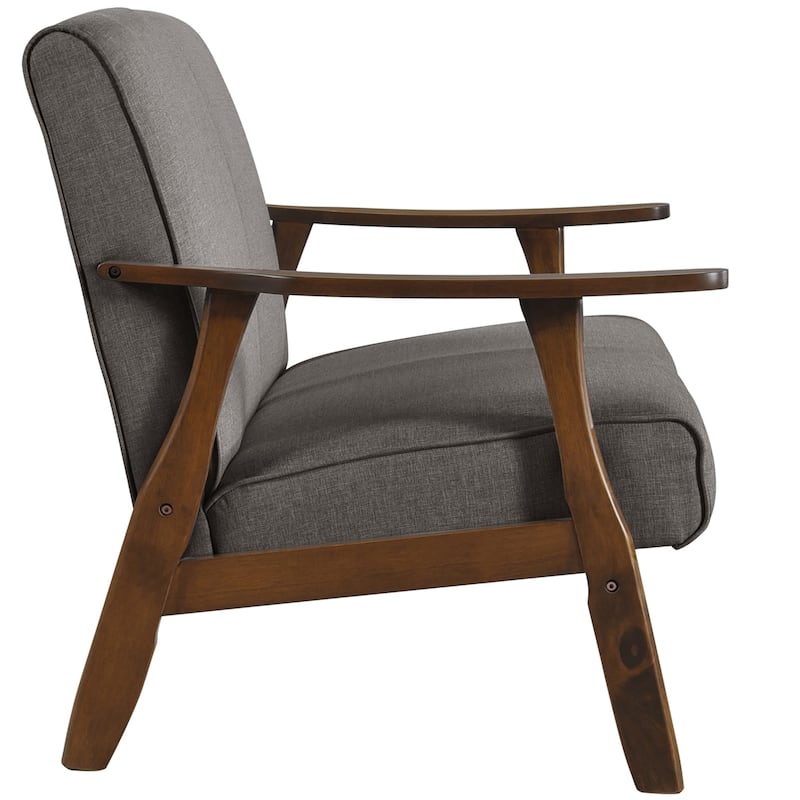 CraftPorch Wenge Wood Mid-Century Modern Linen Loveseat