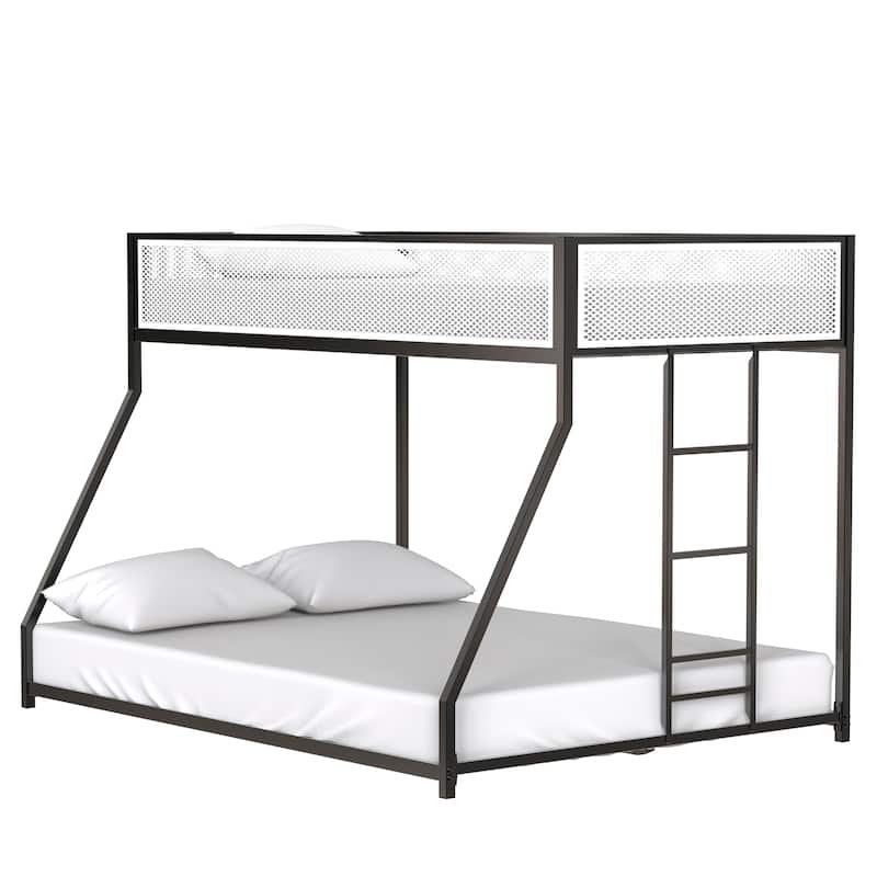 Adam Twin Full Bunk Black with White Mesh Guard Rail, for Bedroom