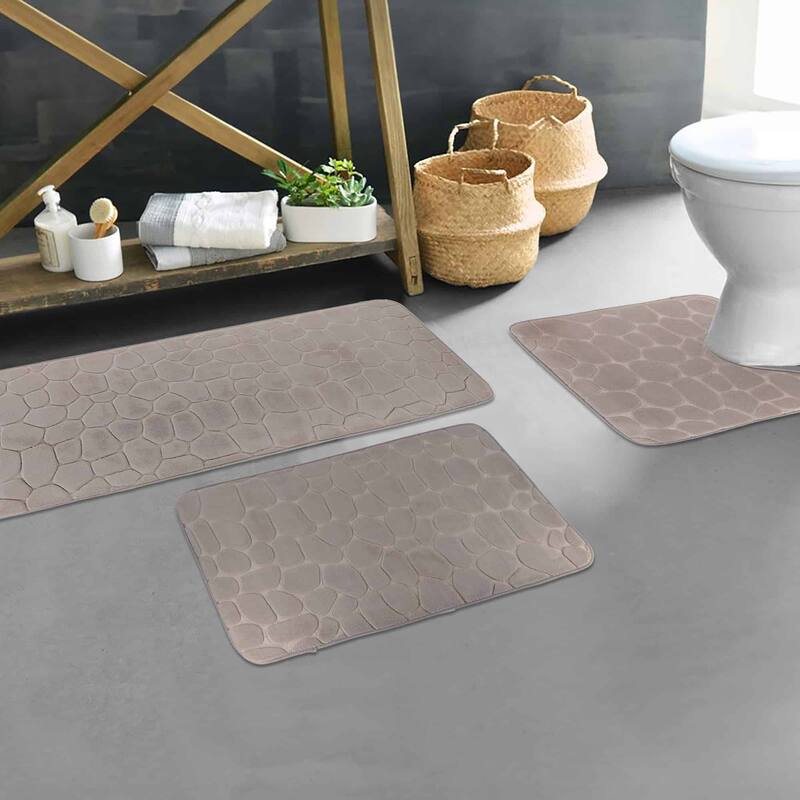 Memory Foam Bath Mat Pebble Design 32x20