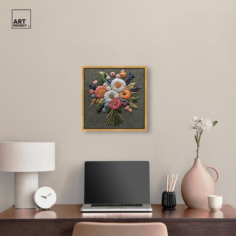 Stitched Bloom Bouquet II Canvas by Art Remedy