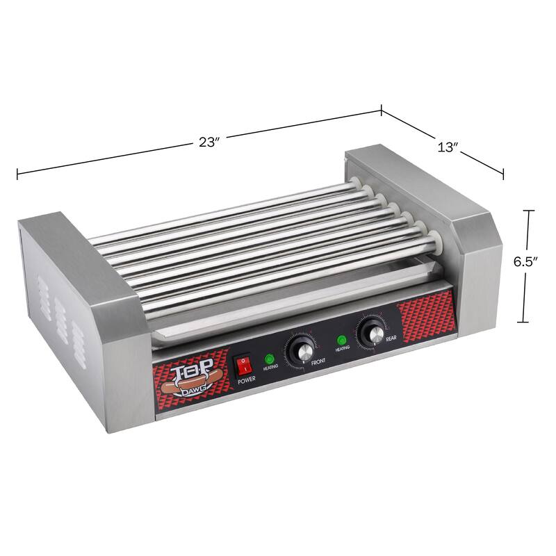 Hot Dog Roller Machine – Stainless-Steel Cooker with 7 Non-Stick Rollers by Great Northern Popcorn