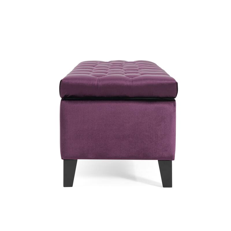 50.75" Velvet Storage Ottoman Bench, Upholstered End of Bed Ottoman Bench with Storage, Large Blanket Bench for Bedroom