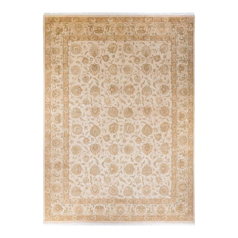 Overton Hand Knotted Wool Vintage Inspired Traditional Mogul Ivory Area Rug - 9' 3" x 12' 10"