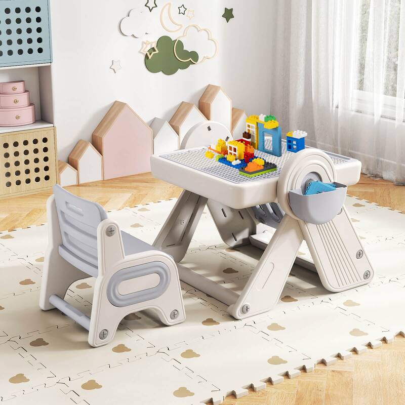 Costway 6-in-1 Multi-activity Children Table & Chair Set with Pen - See Details