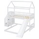 preview thumbnail 12 of 38, Friendly Design Twin over Twin Bunk Bed with Two Drawers and Slide, House Bed with Slide