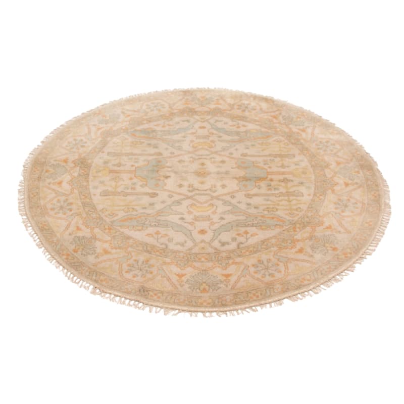 ECARPETGALLERY Hand-knotted Royal Oushak Beige Wool Rug - 6'10 x 6'10
