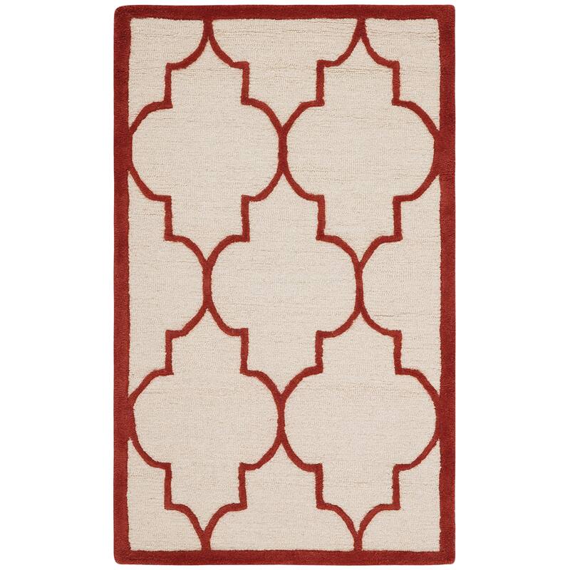 SAFAVIEH Handmade Cambridge Oddny Moroccan Trellis Wool Rug - 2' x 3' - Ivory/Rust