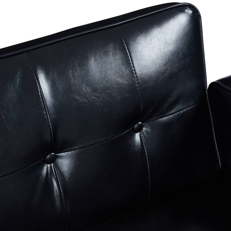 Convertible Sofa Bed Adjustable PU Leather Couch Sleeper Modern Recliner Reversible Loveseat Folding Daybed Guest Bed