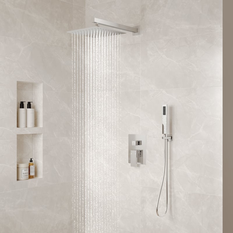 10" Rain Shower Head High Pressure Wall Mount Shower System, Bathroom Shower Faucet Set with Handheld Spray