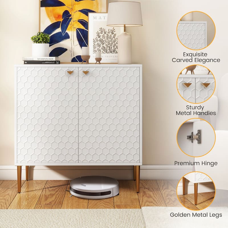 Hexagonal Pattern 2-door Storage Cabinet Buffet Cabinet Sideboard