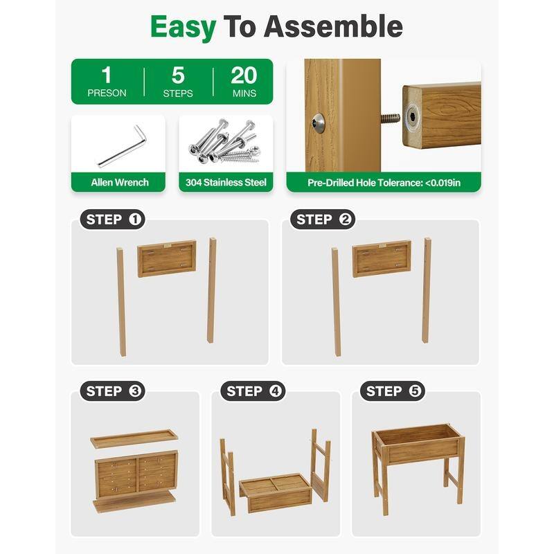 WINSOON All Weather HIPS Raised Garden Bed with Drainage Holes