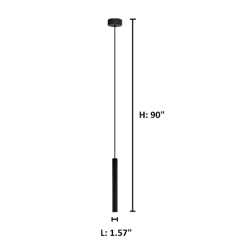 Eglo Tortoreto 15.75-inch LED Single Tube Pendant with Matte Black Finish