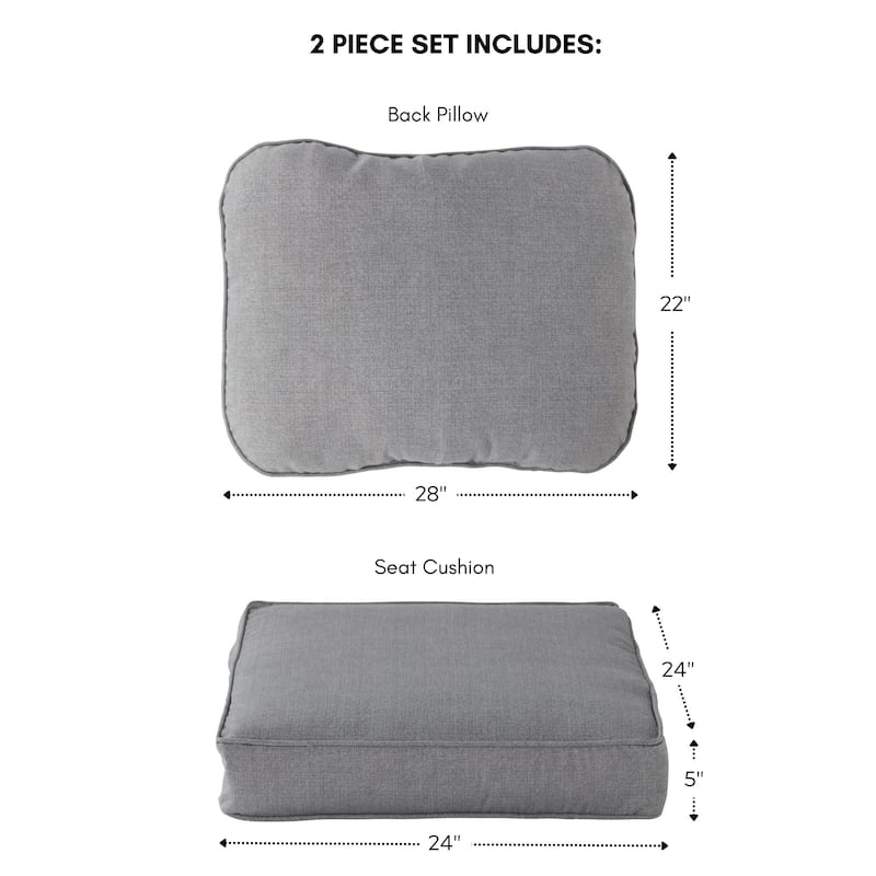 Heather Gray Outdoor 24-inch x 24-inch Premium Deep Seat Cushion Set (Cushions Only)