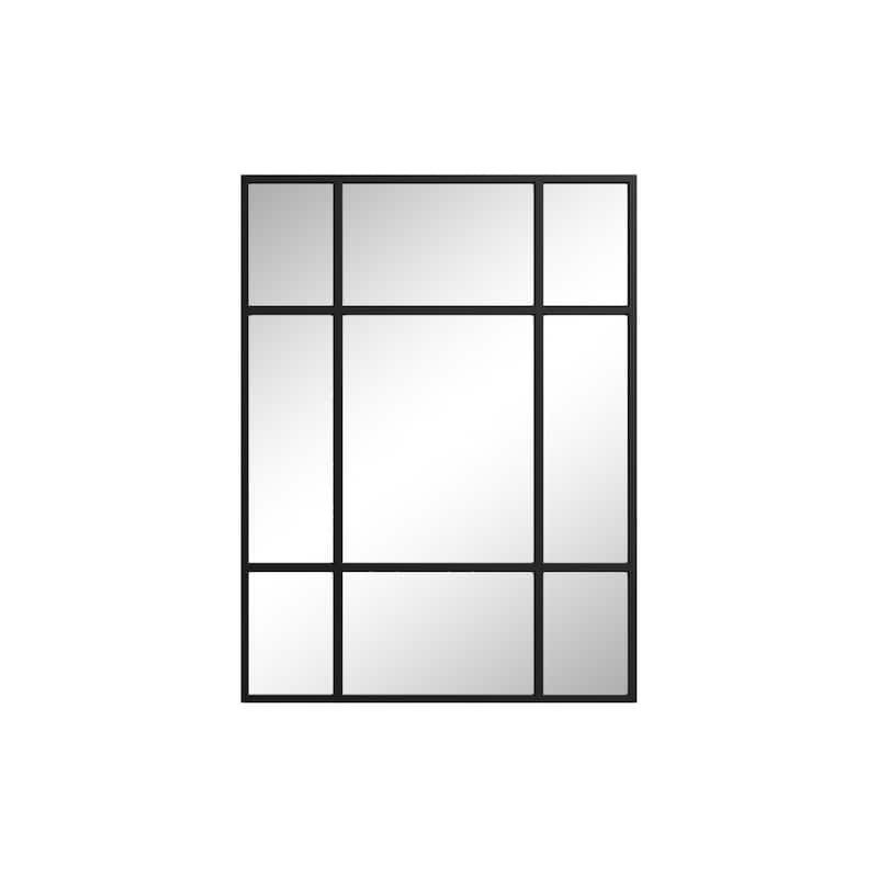 HomeRoots 39" Black Iron Window Pane Geometric Framed Accent Mirror - 30.00 in. x 39.00 in. x 0.78 in.