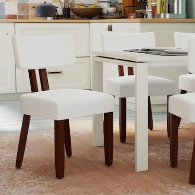 Mid-century Fabric Upholstered Dining Chairs in Dark Brown Legs, Set of 2