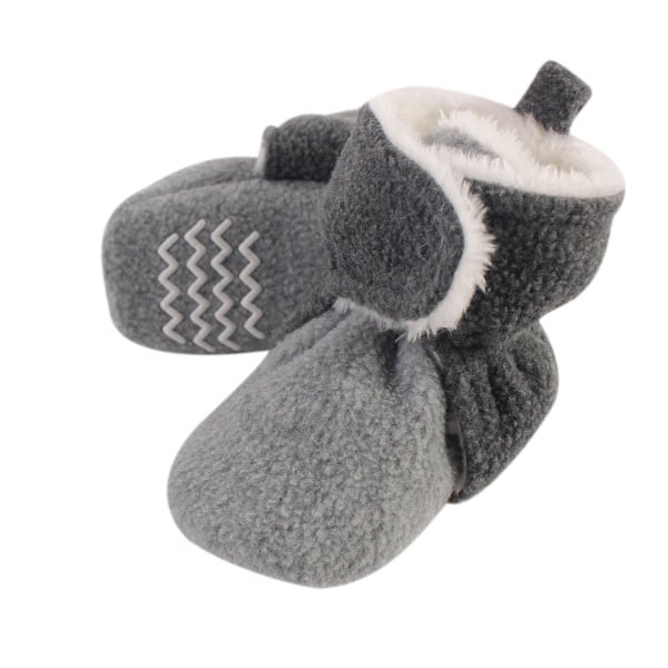 slide 1 of 1, Hudson Baby Baby Cozy Fleece and Faux Shearling Booties, Heather Charcoal Heather Gray 0-6 Months - Heather Charcoal Heather Gray