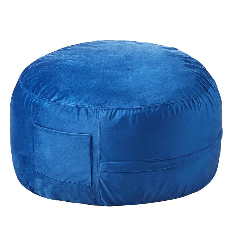 3 Ft Round Bean Bag Chair with Removable Velvet Cover and Memory Foam - 35.04 x 35.04 x 22.05 inches