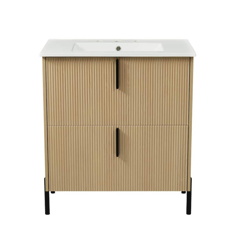 Bathroom Vanity with Ceramic Sink and Drawers
